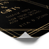 金ゴールドクラシックヴィンテージカードとギフト結婚サイン ポスター (角)