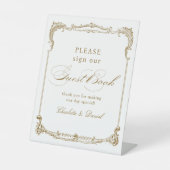 金ゴールドクラシックヴィンテージス結婚クリプトのゲストブック 台座サイン (正面)