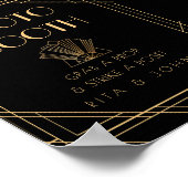 金ゴールドクラシックヴィンテージフォトブース結婚のサイン ポスター (角)