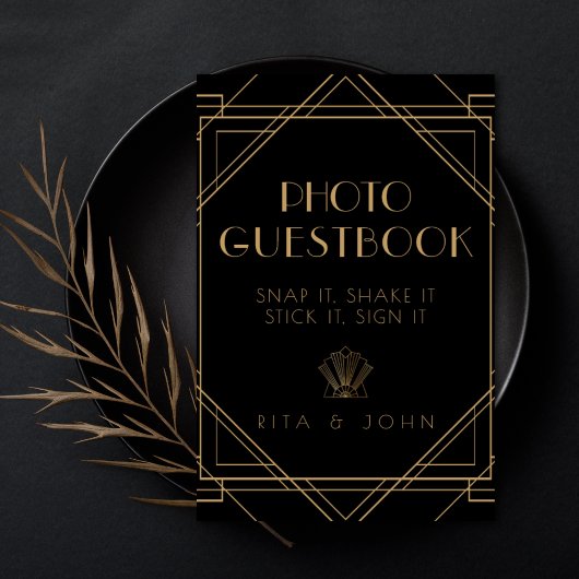 金ゴールドクラシックヴィンテージ結婚式フォトゲストブックサイン ポスター
