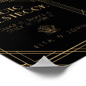 金ゴールドクラシックヴィンテージ結婚式フォトゲストブックサイン ポスター (角)