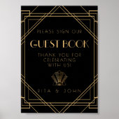 金ゴールドクラシックヴィンテージ署名Our Guestbook Sign ポスター (正面)