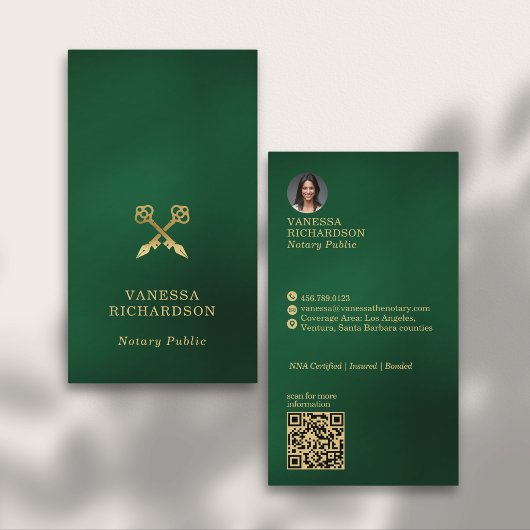 金ゴールドクラシック交差ペン公証人QRコード 名刺