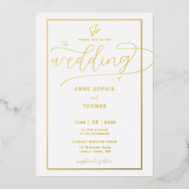 金ゴールドクラシック春リリーオブバレーフローラ結婚ズ 箔招待状