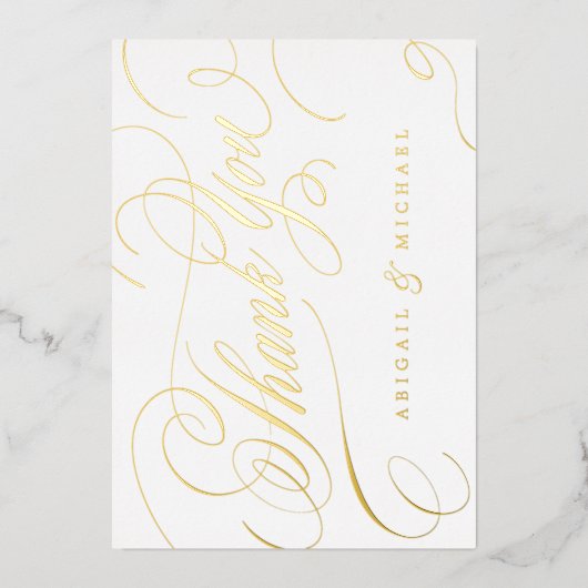 金ゴールドクラシック書道ヴィンテージ感謝していユー 箔招待状 (正面)