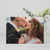 金ゴールドクラシック書道写真ヴィンテージ感謝していユー 箔招待状 (立ち正面)