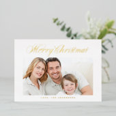 金ゴールドクラシック書道楽しいクリスマス写真 箔シーズンカード (立ち正面)