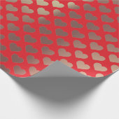 金ゴールドクラシック赤面ピンク赤いハート紙吹雪 ラッピングペーパー (角)