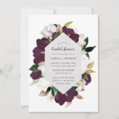 金ゴールドクラシック&プラムパープルフローラブライダルシャワー 招待状 (正面)