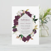金ゴールドクラシック&プラムパープルフローラブライダルシャワー 招待状 (スタンド正面)