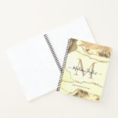 金ゴールドクラシックAgate Geodeモノグラムスクリプト名 ノートブック (内部)