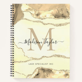 金ゴールドクラシックAgate Geodeモノグラムスクリプト名 ノートブック