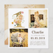 金ゴールドクラフトフォイル1st誕生日フォトカード 招待状 (正面/裏面)