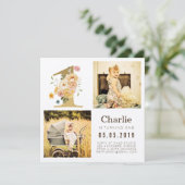 金ゴールドクラフトフォイル1st誕生日フォトカード 招待状 (スタンド正面)