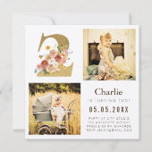 金ゴールドクラフトフォイル2枚の2歳の誕生日フォトカード 招待状 (正面)