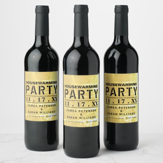 金ゴールドクラブポスター引っ越し祝いパーティーパーティー ワインラベル (ボトル)