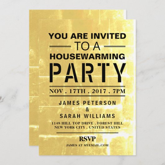 金ゴールドクラブポスター引っ越し祝いパーティーパーティー 招待状 (正面/裏面)