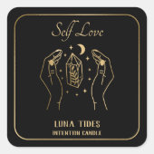 金ゴールドクリスタルムーン自己愛心図キャンドルラベル スクエアシール (正面)