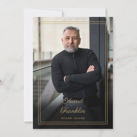 金ゴールドクリスチャンお祝いの生活葬儀写真 招待状 (裏面)