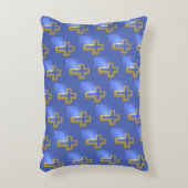 金ゴールドクリスチャン宗教的ホリデークロスブルーイースター アクセントクッション (正面(垂直))