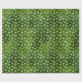 金ゴールドクリスマスの雪が緑 ラッピングペーパー (フラット)