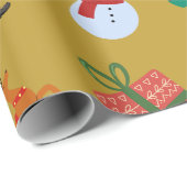 金ゴールドクリスマスアイコン ラッピングペーパー (ロールコーナー)