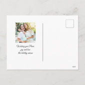 金ゴールドクリスマスウィンターベビーキツネパインフォレスト シーズンポストカード (裏面)