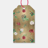 金ゴールドクリスマスウォーターカラーブルゴーニュフローラファミリー ギフトタグ (裏面)