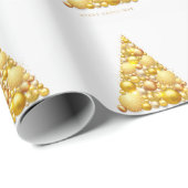 金ゴールドクリスマスオーナメントスクリプトホリデーツリー ラッピングペーパー (ロールコーナー)