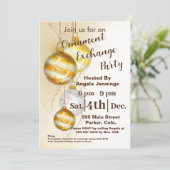 金ゴールドクリスマスオーナメントパーティの招待状カード シーズンカード (スタンド正面)