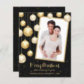 金ゴールドクリスマスオーナメントフォトホリデーカード (正面/裏面)