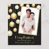 金ゴールドクリスマスオーナメントフォトホリデーカード (正面)