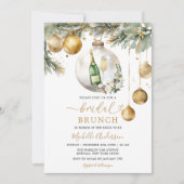 金ゴールドクリスマスオーナメントフローラワインブライダルブランチ 招待状 (正面)