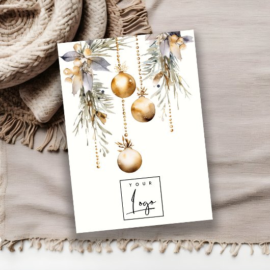 金ゴールドクリスマスオーナメントロゴイヤリングスタッドホルダー 名刺