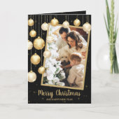 金ゴールドクリスマスオーナメント折り畳み写真 シーズンカード (正面)