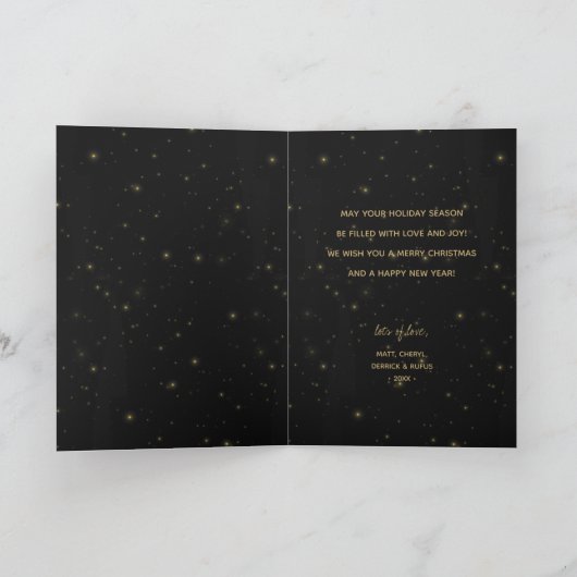 金ゴールドクリスマスオーナメント折り畳み写真 シーズンカード (内部)