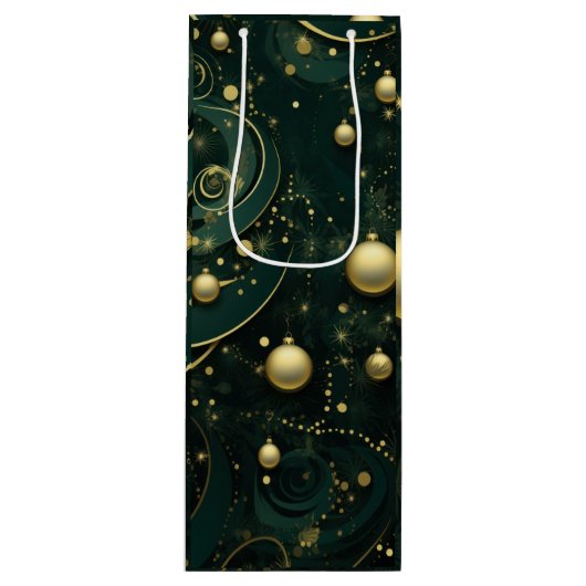 金ゴールドクリスマスオーナメント抱き枕 ワインギフトバッグ (正面)