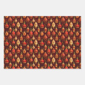 金ゴールドクリスマスオーナメント松の枝 ラッピングペーパーシート (正面)