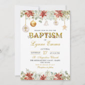 金ゴールドクリスマスオーナメント水バプテスマ 招待状 (正面)