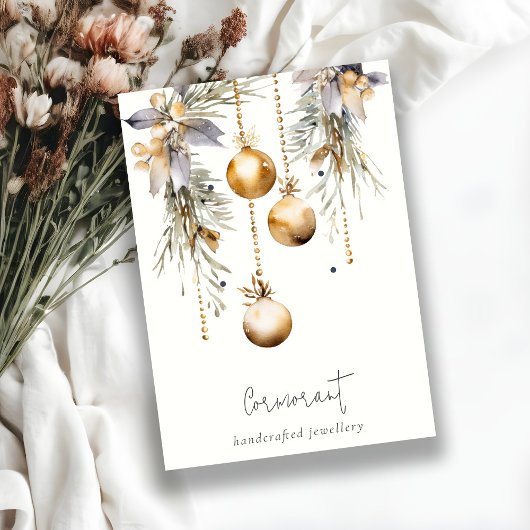 金ゴールドクリスマスオーナメント2イヤリングスタッドホルダー 名刺