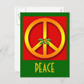 金ゴールドクリスマスカード付き平和サイン シーズンポストカード (正面/裏面)