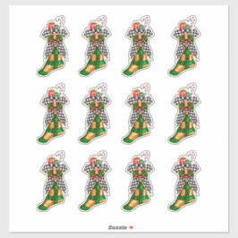 金ゴールドクリスマスキャンディクリスマスプレイドチェッカー シール