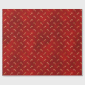 金ゴールドクリスマスキャンディーオンレッド ラッピングペーパー (フラット)