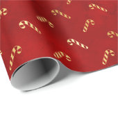 金ゴールドクリスマスキャンディーオンレッド ラッピングペーパー (ロールコーナー)