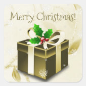 金ゴールドクリスマスギフトシール スクエアシール (正面)