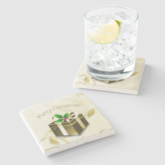 金ゴールドクリスマスギフトストーンコースター ストーンコースター (横)
