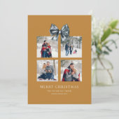 金ゴールドクリスマスギフトボックスコラージュとリボン弓 シーズンカード (スタンド正面)