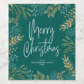 金ゴールドクリスマスグリーナリーオンティール(緑がかった色) ワインラベル (シングルラベル)