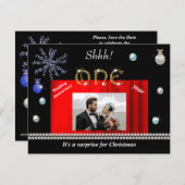 金ゴールドクリスマスサプライズ結婚ファースト記念日 招待状 (正面/裏面)