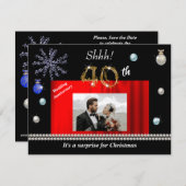 金ゴールドクリスマスサプライズ40結婚周年 招待状 (正面/裏面)